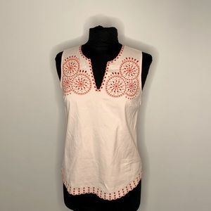 J. Crew Embroidered Pink sleeveless top size 2